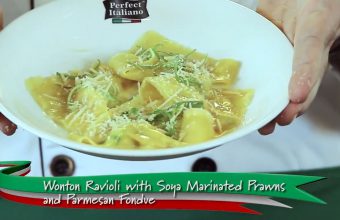 Cooking Demo: Wonton Ravioli with Soya Marinated Prawns and Parmesan Fondue